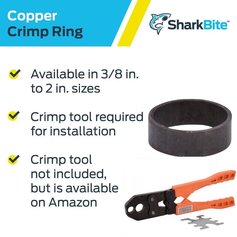 SharkBite 3/4 Inch Copper Crimp Rings, Pack of 100, PEX Pipe, PE-RT, 23103CP100 - Image 4